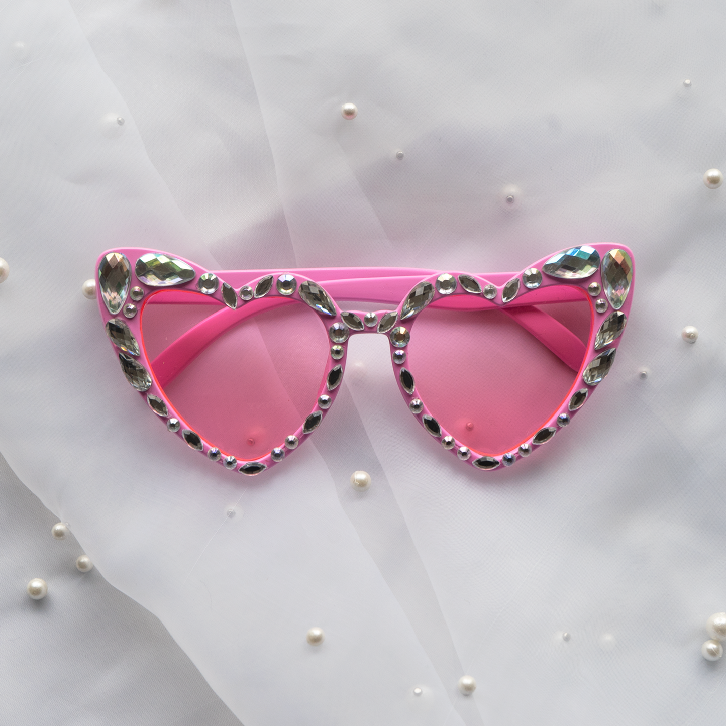 Rhinestone Pink Heart Glasses