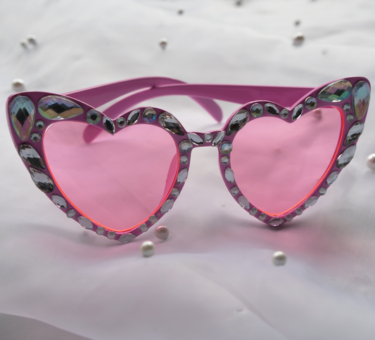 Rhinestone Pink Heart Glasses