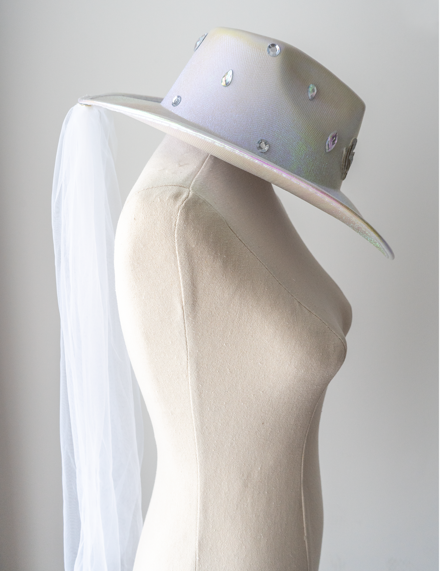 Rhinestone Veil Bride Hat