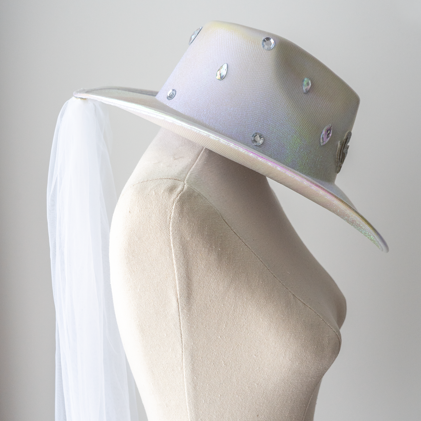 Rhinestone Veil Bride Hat