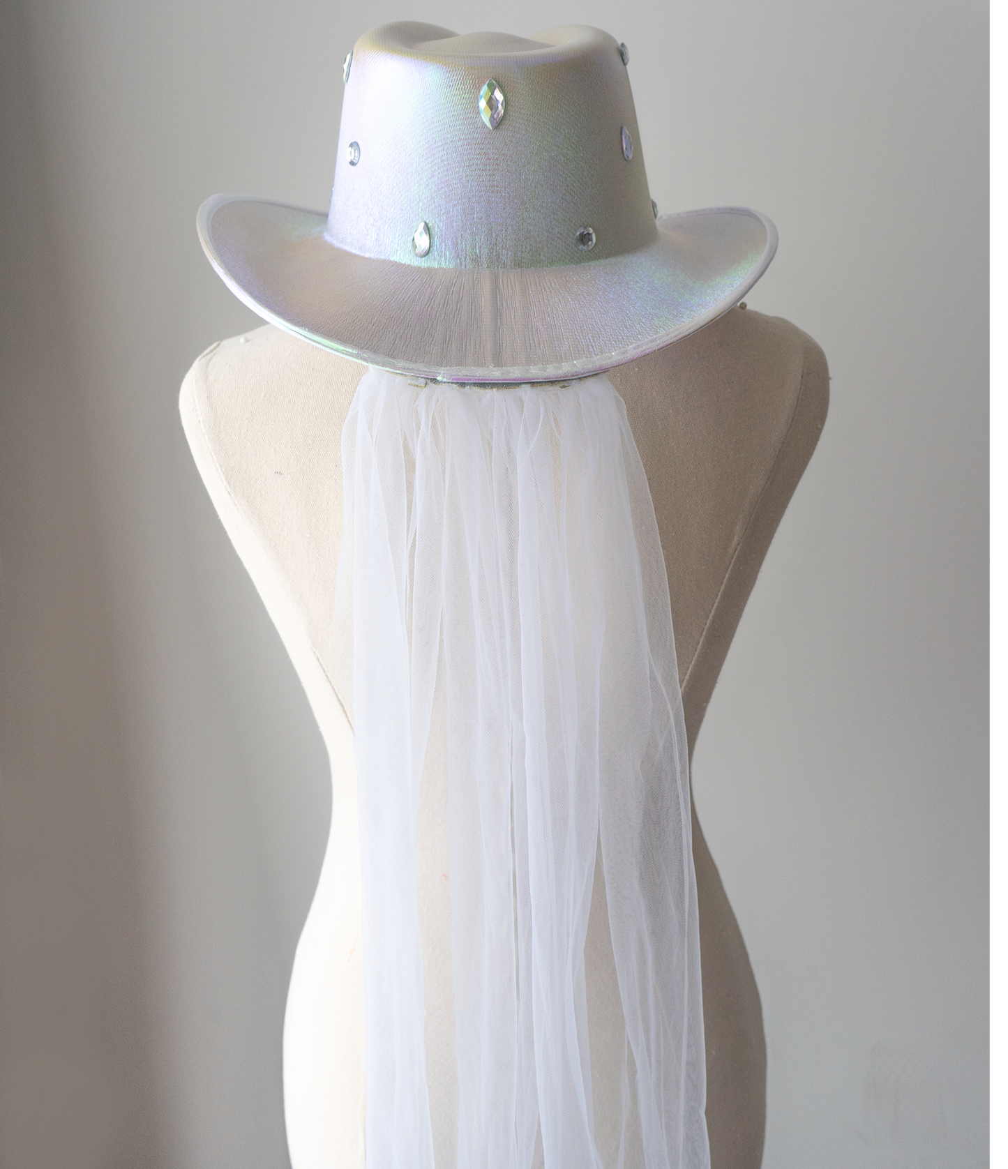 Rhinestone Veil Bride Hat