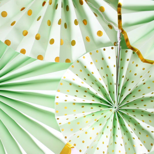 Decoration Fan- Green(Gold Accents)