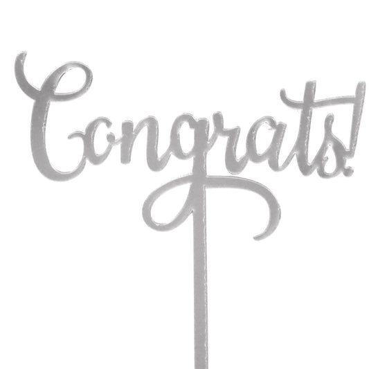Congrats Cake Topper- Silver