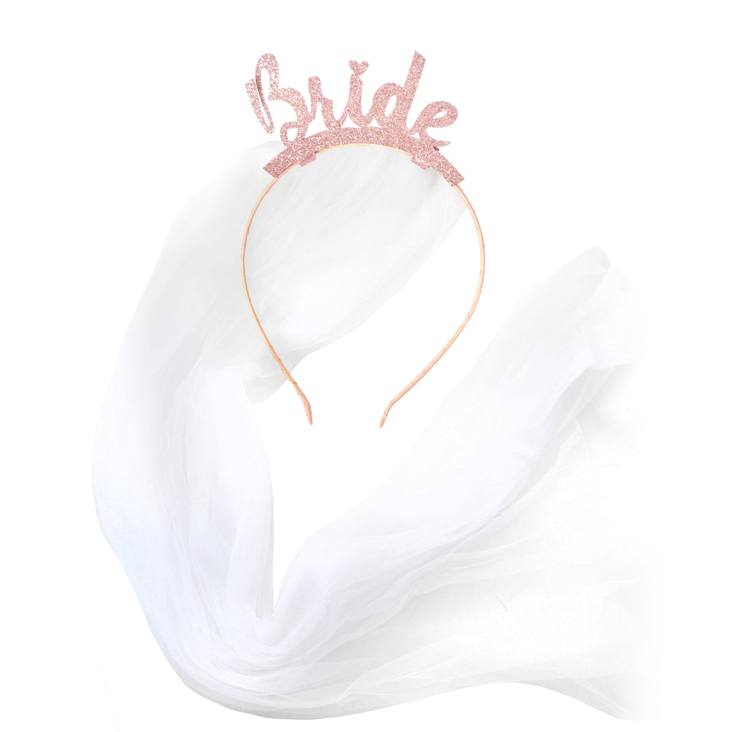 Glitter Bride headband with veil- Gold