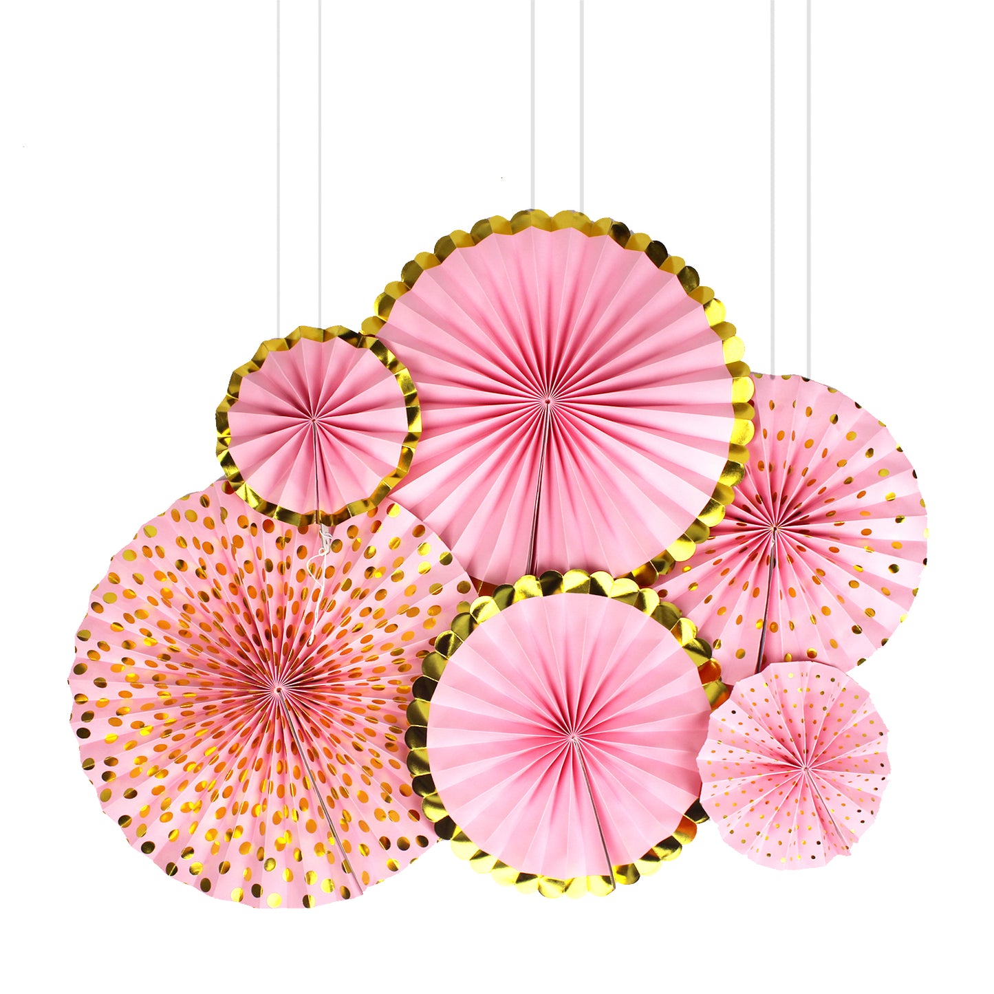 Decoration Fan- Pink(Gold Accents)