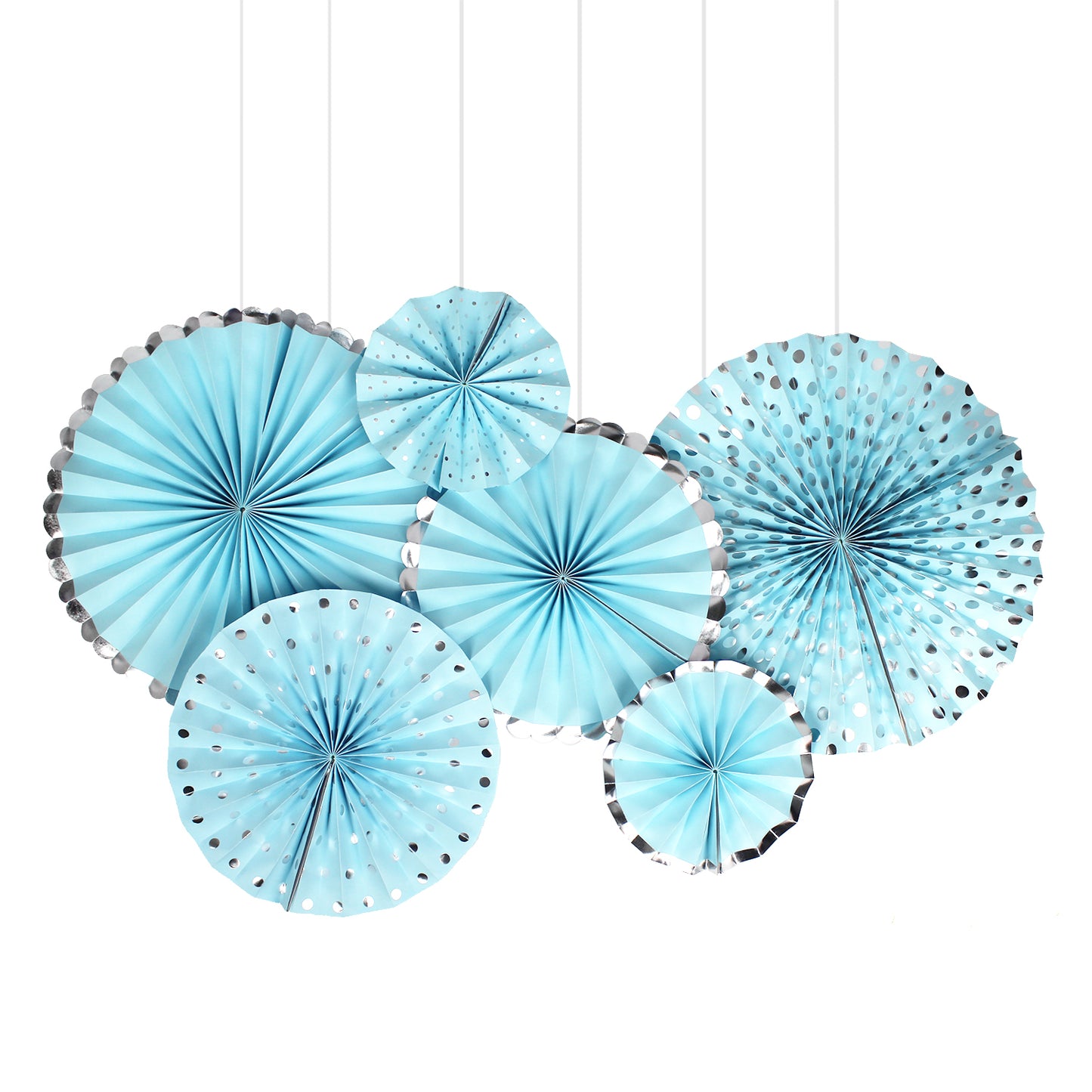 Decoration Fan- Blue(Silver Accents)