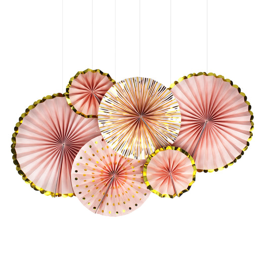 Decoration Fan- Peach(Gold Accents)