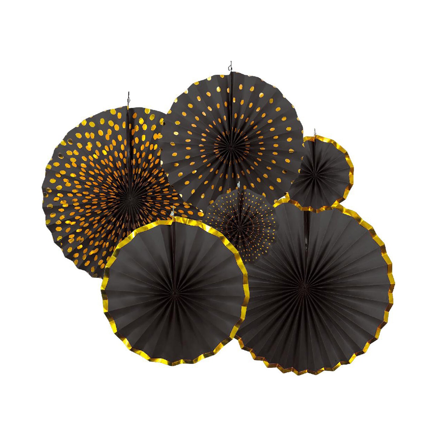 Decoration Fans- Black(Gold Accents)