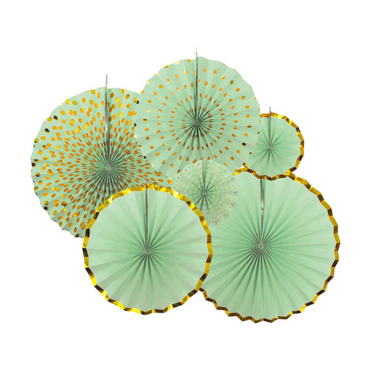 Decoration Fan- Green(Gold Accents)