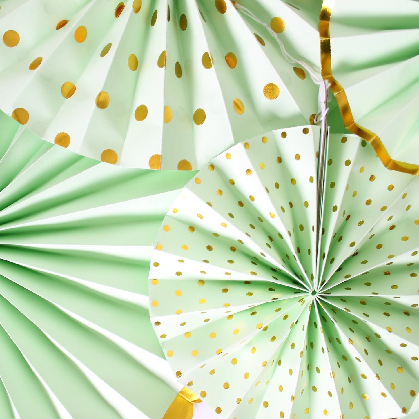 Decoration Fan- Green(Gold Accents)