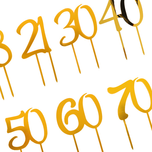 Number Cake Toppers- Gold