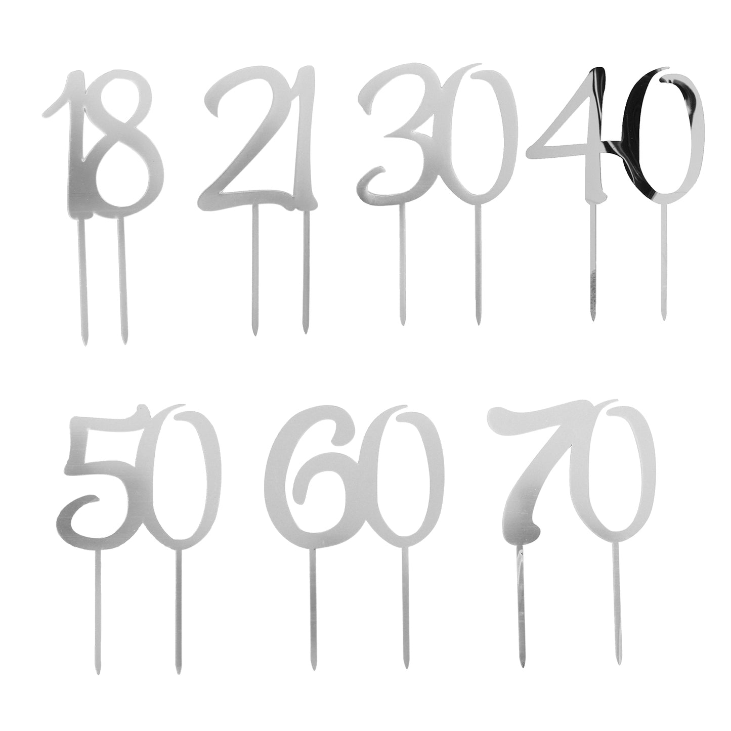 Number Cake Toppers- Silver